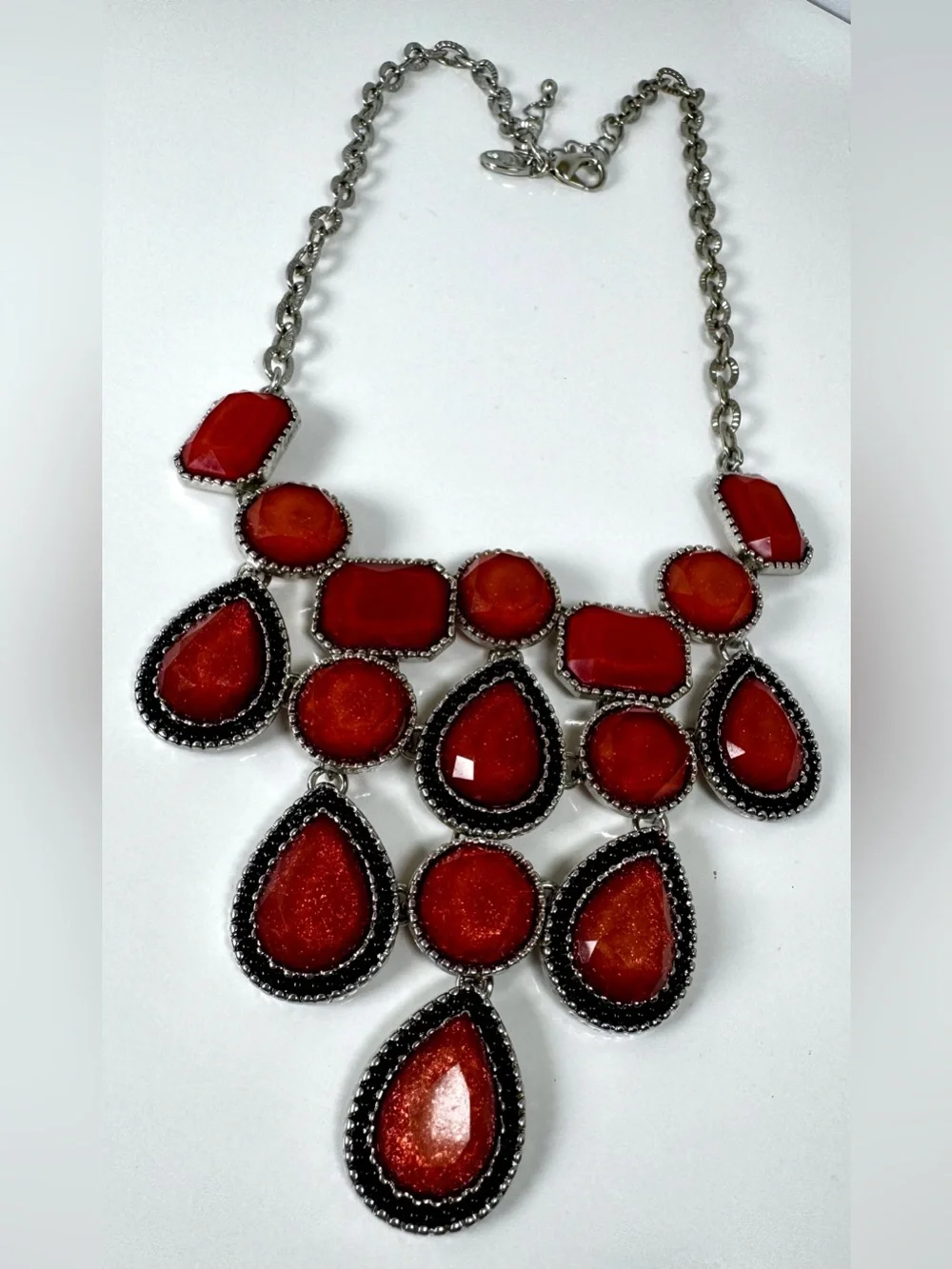 Charming Charlie Statement Orange Multi-Stone Bib Necklace #1754